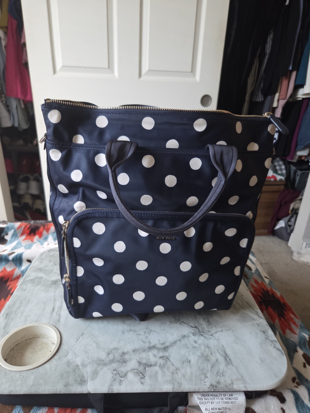 kate spade Navy and White Polka Dot Backpack Tote